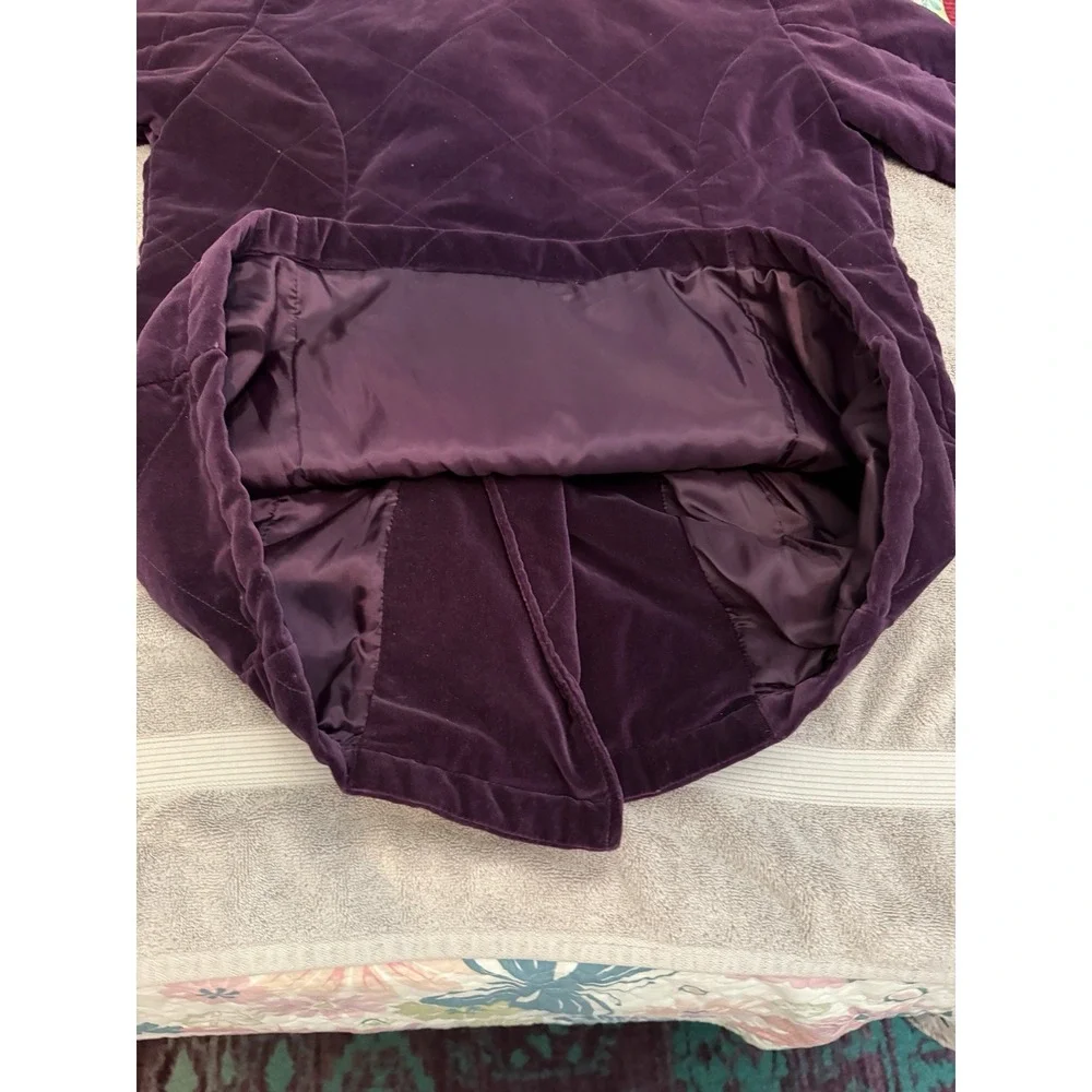 Vtg 80s Quilted Velvet Coat Womens M Double Breasted Lined Purple Whimsigoth EUC